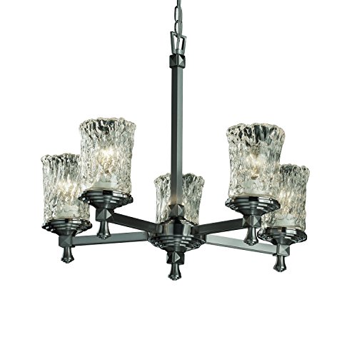 Justice Design Group GLA-8530-16-CLRT-MBLK Veneto Luce Collection Deco 5-Light Chandelier