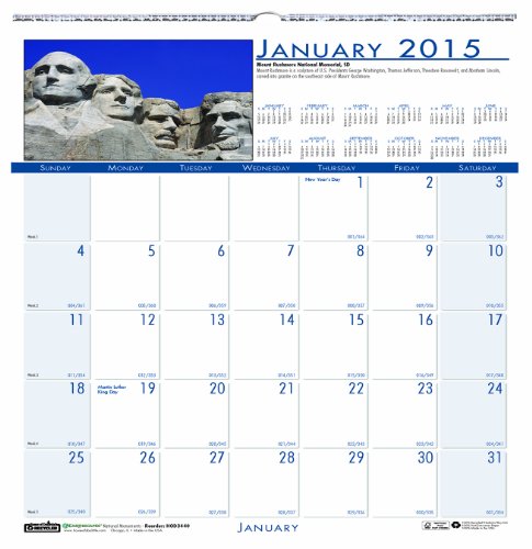 House of Doolittle 3439 National Monuments Monthly Wall Calendar, 12 X 12, 2016