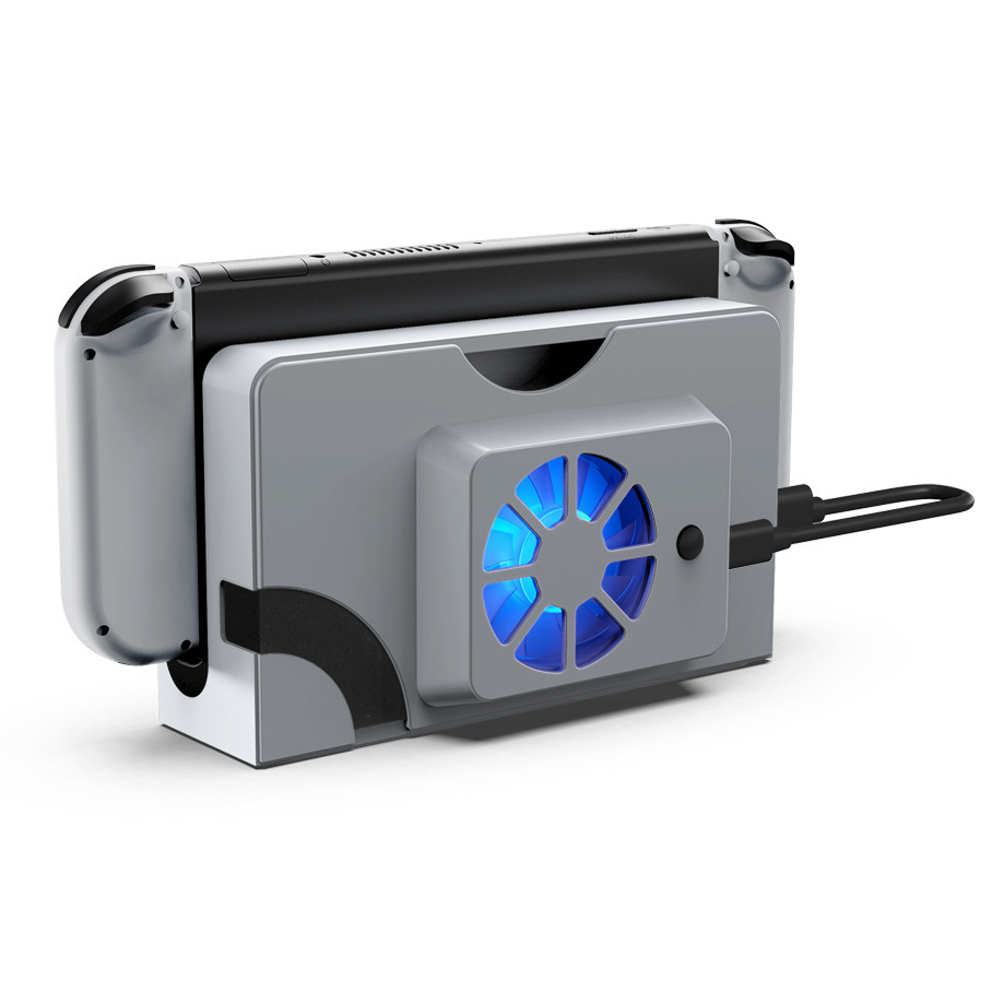 DOBE TNS-1136 Console Fan Cooling Base with Blue Light for Nintendo Switch OLED - White