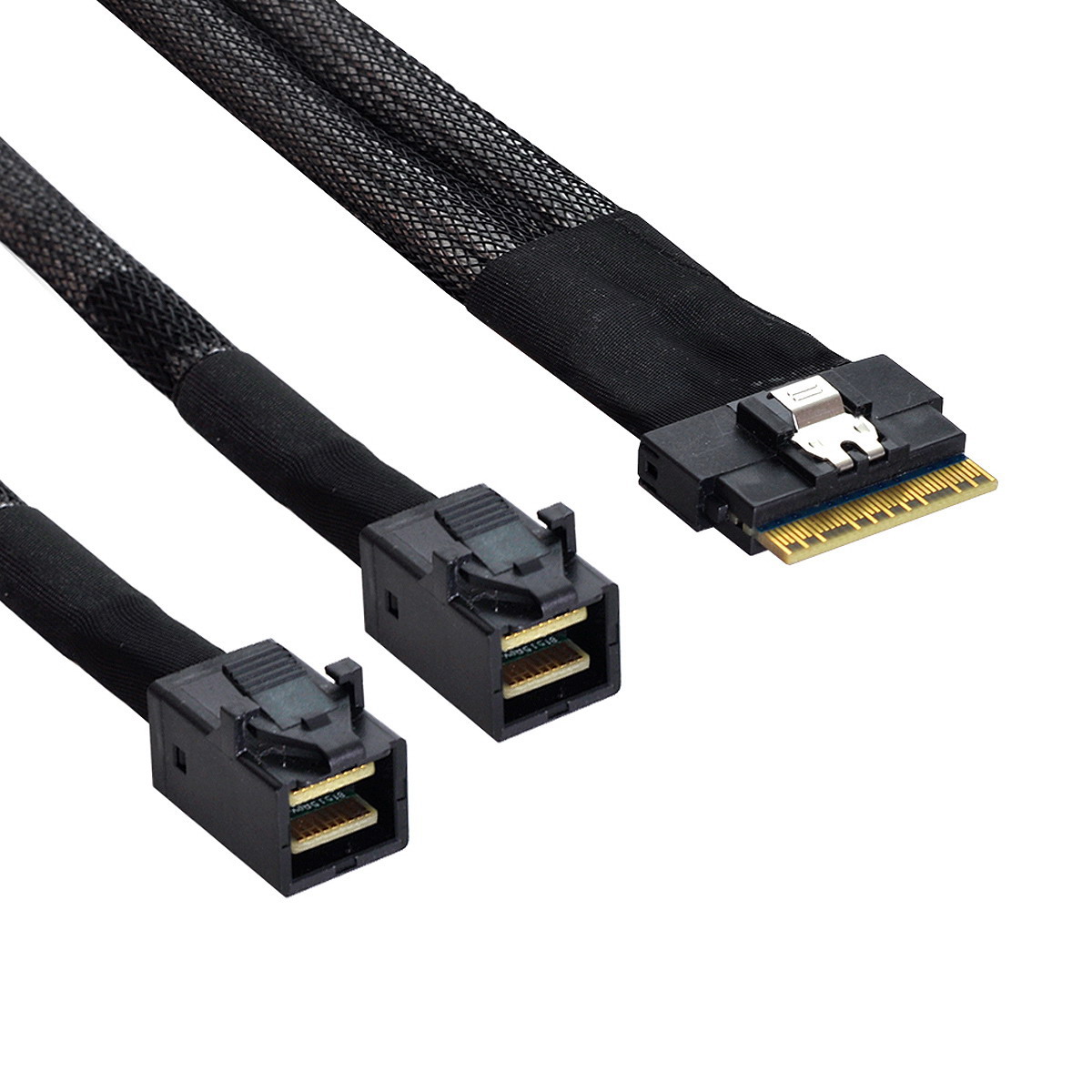 SF-010-0.5M PCI-E Ultraport Slimline SAS Slim 4.0 SFF-8654 8i 74Pin to Dual SFF-8643 4i Mini SAS HD Cable PCI-Express  0.5m