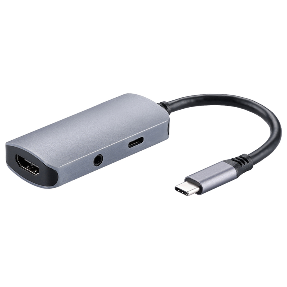 4081-0104 3 in 1 Type-C Hub Adapter Multi-port Docking Station USB-C to PD100W+3.5mm Audio+HD Converter Support 4K/30Hz