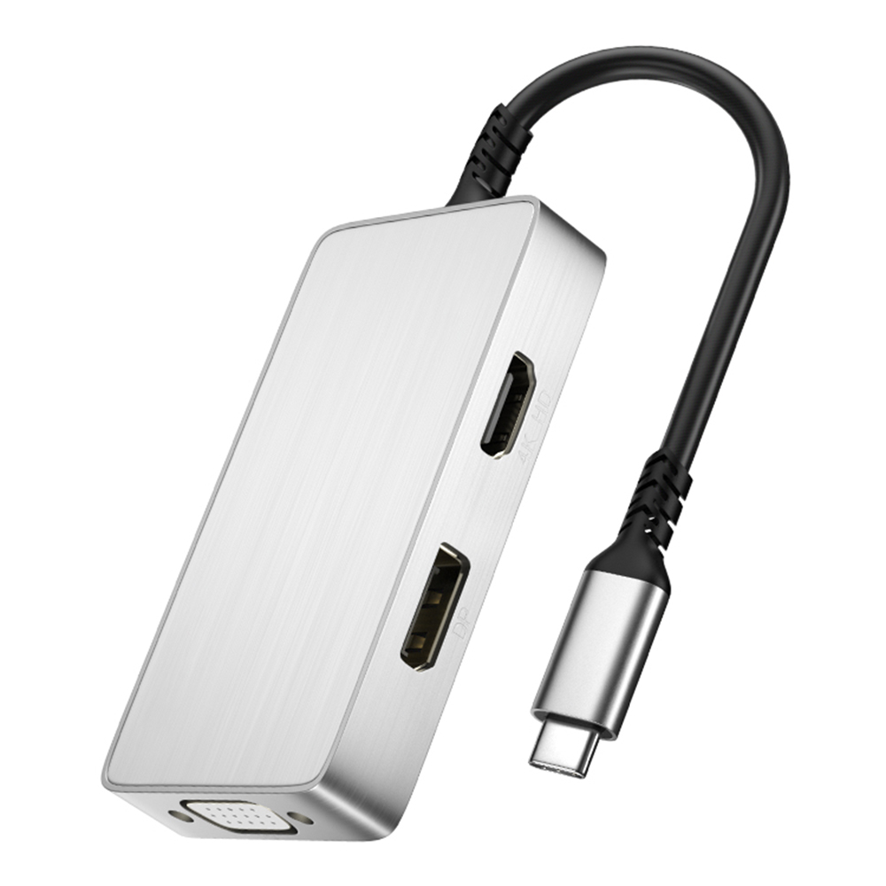 4081-0101RD-03 Type-C Docking Station 5-in-1 Multi-Port Hub Adapter USB Extender USB-C to PD100 + 3.5mm + HD + DP + VGA Converter Support HD/VGA/DP Sy