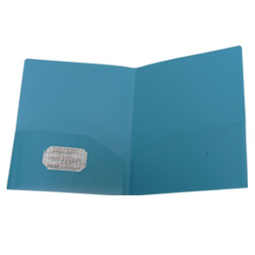 JAM Paper Heavy Duty Plastic Two-Pocket School Folders, Teal Blue, 108/Pack (Ox57401b) | Quill thumbnail