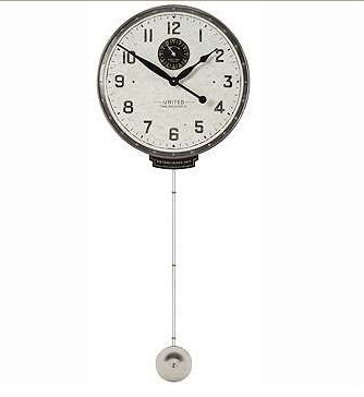 Timeworks Wall Clock 06015 United Time Cream 5 in. with Pend