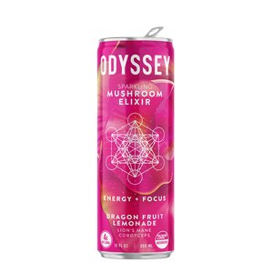 2-Pack ODYSSEY Sparkling Functional Energy Drink, Dragon Fruit Lemonade 12 Fl Oz Can