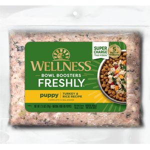 Wellness Bowl Boosters Freshly Puppy Frozen Fresh Turkey & Rice Dog Food, 1.75-lb Bag, Case of 6