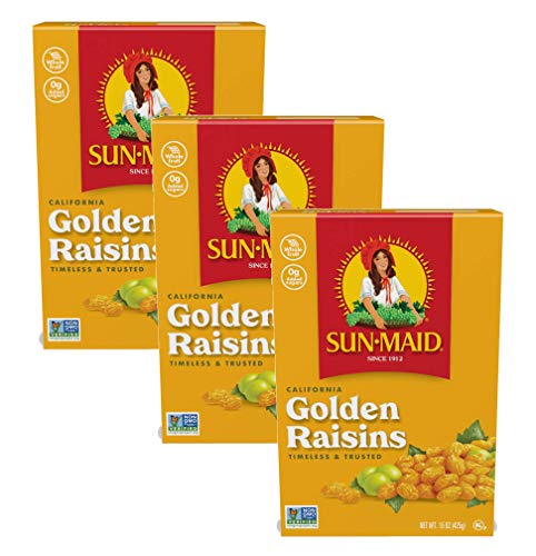 Sun-Maid California Dried Golden Raisins, No Added Sugar, Naturally Sweet Dried Fruit, 15 Ounce (3)