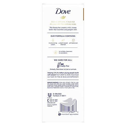 Dove Beauty Bar Gentle Skin Cleanser Moisturizing for Gentle Soft Skin Care Shea Butter More Moisturizing Than Bar Soap 3.75 Oz 8 Bars thumbnail