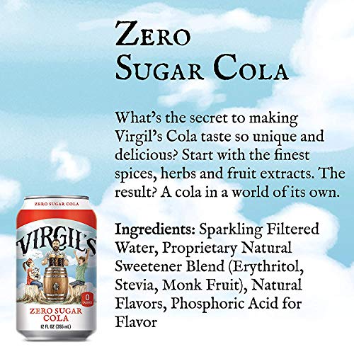 Virgil’s, Zero Sugar Cola, Great Tasting Zero Calorie Keto Friendly Soda (12- 12oz Cans) thumbnail