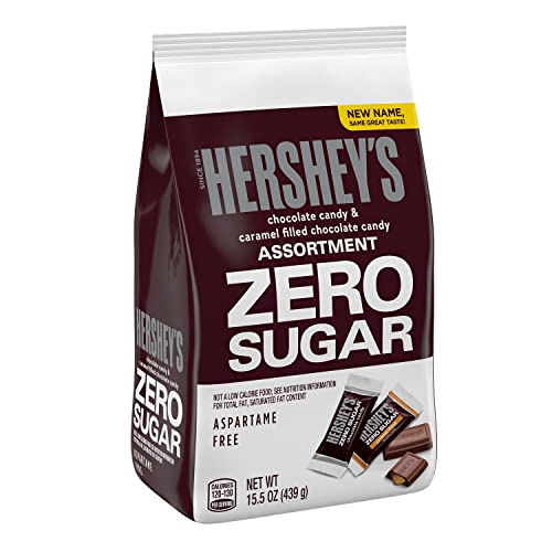 HERSHEY S  ZERO SUGAR Chocolate and Caramel Filled Chocolate Assortment Sugar Free Candy Bars  Individually Wrapped  15.5 Oz  Bag (5 Count)