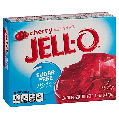 Jell-O Sugar-Free Cherry Gelatin Mix 0.6 Ounce Box (Pack of 6)