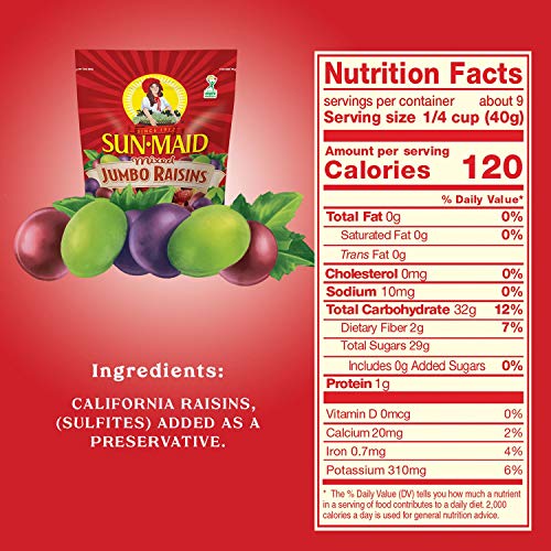 Sun-Maid Mixed Jumbo Raisins, Large Raisin Medley Includes Golden Raisins and Red Flame Raisins (12 Ounce , Pack of 3) thumbnail