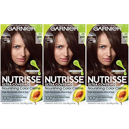 Garnier Hair Color Nutrisse Ultra Coverage Nourishing Creme 400 Deep Dark Brown Sweet Pecan Permanent Hair Dye 3 Count Packaging May Vary