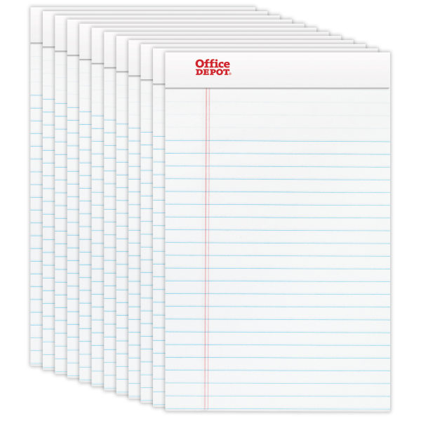 office depot brand perforated writing pads  5     x 8      narrow ruled  50 sheets  white