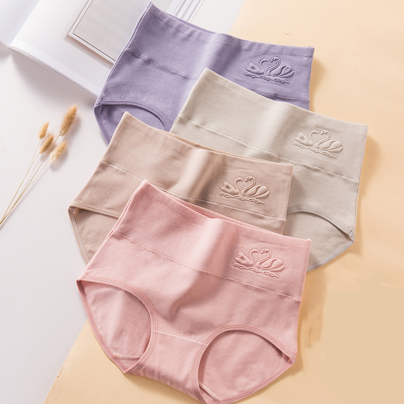 4Pcs Plus Size M-5XL Panties Women Cotton High Waist Slimming Underwear Seamless Girls Briefs Sexy Female Breathable Lingerie - 2658, 5xl
