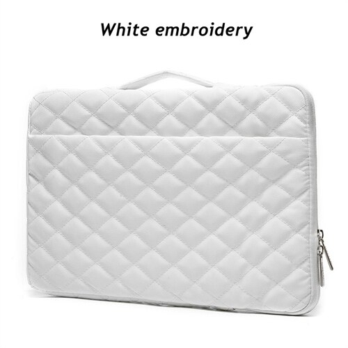 Brand Kinmac Laptop Bag 12,13,14,15,15.6 Inch,Embroidery Women Lady Man Handbag Case for MacBook Air Pro 13.3 Briefcase Dropship - White, 12 Inch