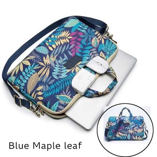 Kinmac Brand Messenger Handbag Laptop Bag 13,14,15.6 Inch,Waterproof Man Lady Women Case for MacBook Air Pro Notebook DropShip - Blue Maple Leaf,
