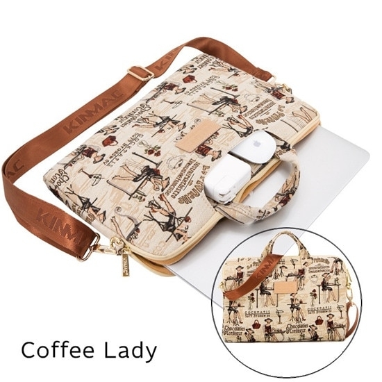 Kinmac Brand Messenger Handbag Laptop Bag 13,14,15.6 Inch,Waterproof Man Lady Women Case for MacBook Air Pro Notebook DropShip - Coffee Lady, 15.6