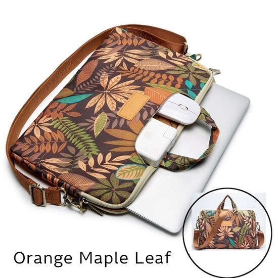 Kinmac Brand Messenger Handbag Laptop Bag 13,14,15.6 Inch,Waterproof Man Lady Women Case for MacBook Air Pro Notebook DropShip - Orange Maple Leaf,
