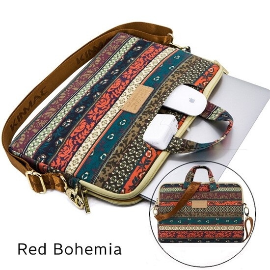Kinmac Brand Messenger Handbag Laptop Bag 13,14,15.6 Inch,Waterproof Man Lady Women Case for MacBook Air Pro Notebook DropShip - Red Bohemia, 15.4