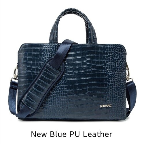Kinmac Brand Laptop Bag 13,14,15,15.6 Inch,Messenger Handbag Shockproof Man Lady Leather Case for MacBook Notebook PC Dropship - New Blue Pu Leather,