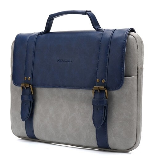 Brand Kayond PU Leather Handbag Laptop Bag 13,14,15.6 Inch,Man Lady Women Case for MacBook Air Pro Notebook Computer PC Dropship - Blue, 14 Inch