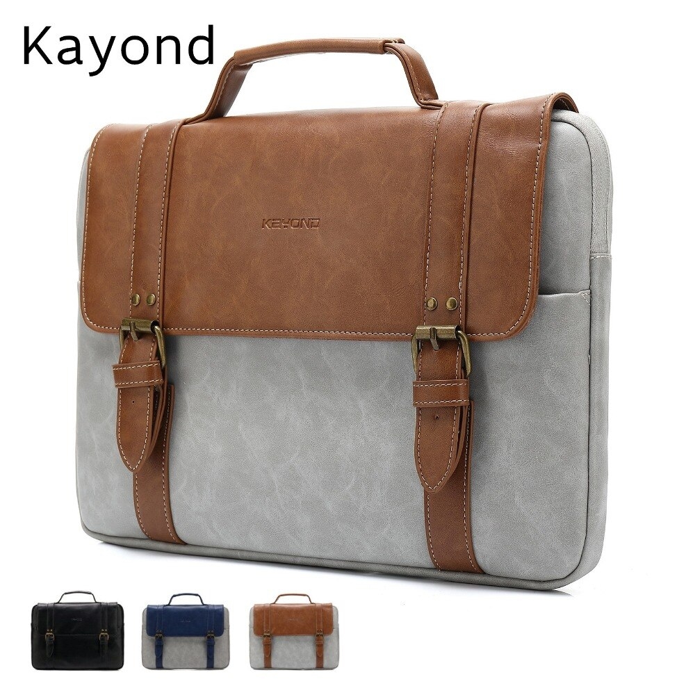 Brand Kayond PU Leather Handbag Laptop Bag 13,14,15.6 Inch,Man Lady Women Case for MacBook Air Pro Notebook Computer PC Dropship - Blue, 15.4 Inch thumbnail