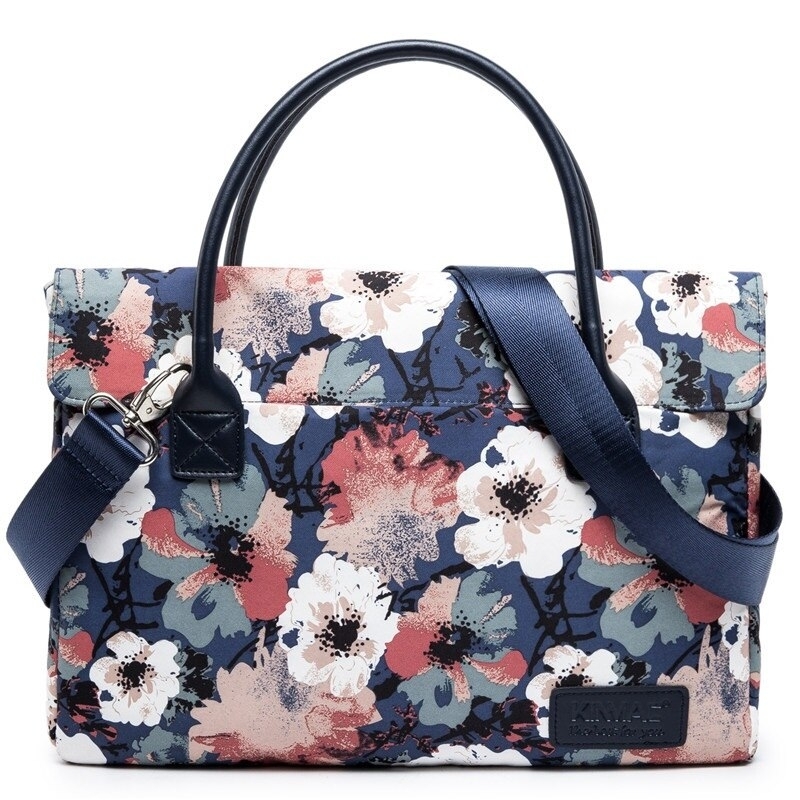 Kinmac Brand Messenger Laptop Bag 13,14,15,15.6 Inch, Lady Women Man Shoulder Handbag Case for MacBook Notebook Air Pro Dropship - Blue Camellia,