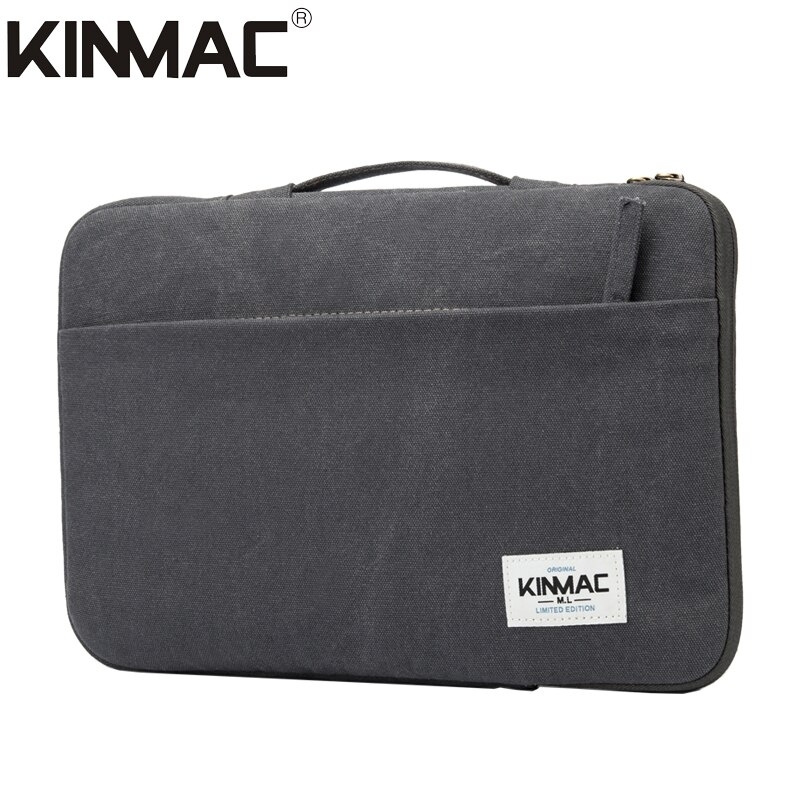 Shockproof Brand Kinmac Handbag Laptop Bag 12,13,14,15,15.6 Inch,Waterproof Canvas Sleeve Case for MacBook Air Pro PC Dropship - Grey Canvas, 15.6 thumbnail