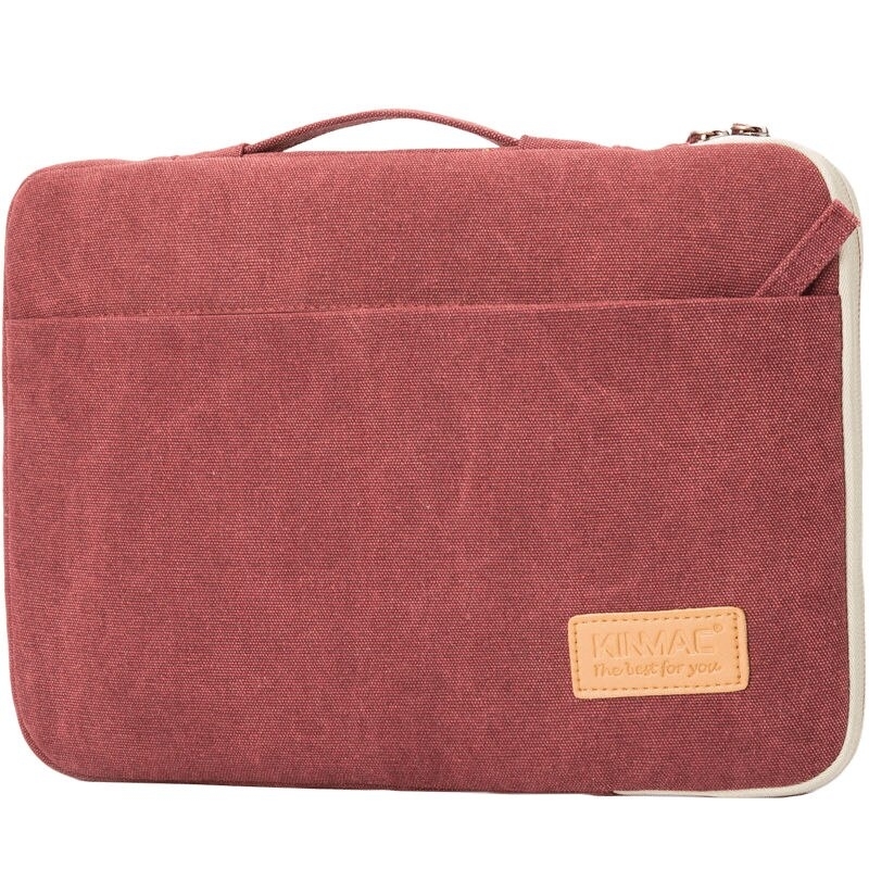 Shockproof Brand Kinmac Handbag Laptop Bag 12,13,14,15,15.6 Inch,Waterproof Canvas Sleeve Case for MacBook Air Pro PC Dropship - Red Wine Canvas,