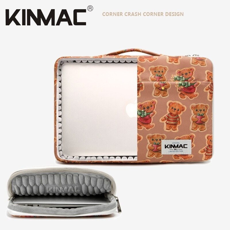 Brand Kinmac Laptop Bag 12,13,14,15,15.6 Inch,Women Man Handbag Case for MacBook Air Pro M1 Notebook PC Briefcase Dropship KC125 - Cartoon Bear, thumbnail