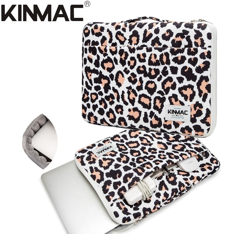 Brand Kinmac Laptop Bag 12,13,14,15,15.6 Inch,Leopard Lady Handbag Case for MacBook Air Pro M1 Compute PC Briefcase Dropship 063 - Brown Leopard, 12
