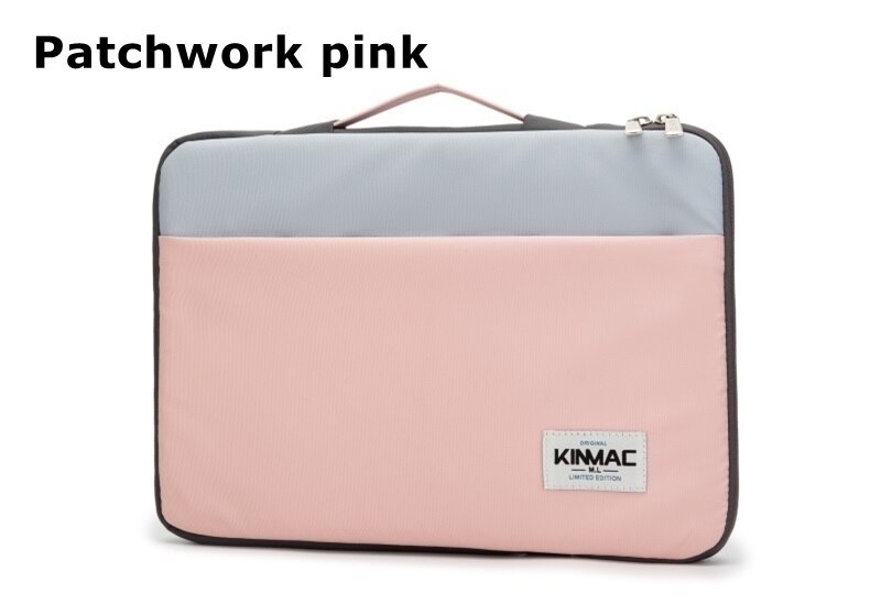 Kinmac Brand Laptop Bag 12,13,14,15,15.6 Inch,Patchwork Lady Man Handbag Case for MacBook Air Pro M1 13.3,Briefcase PC Dropship - Pink, 14 Inch