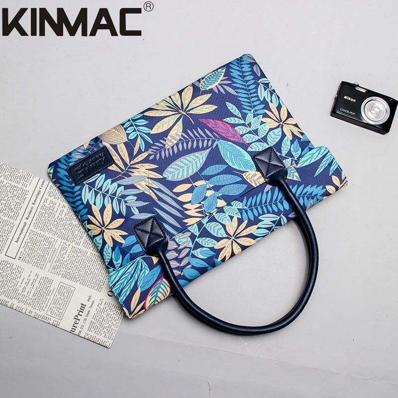Lady Women Brand Kinmac Handbag Laptop Bag 13,14,15,15.6 Inch,Shoulder Case for MacBook Air Pro Notebook Computer PC,Dropship - Blue Leaves, 15.6 Inch thumbnail