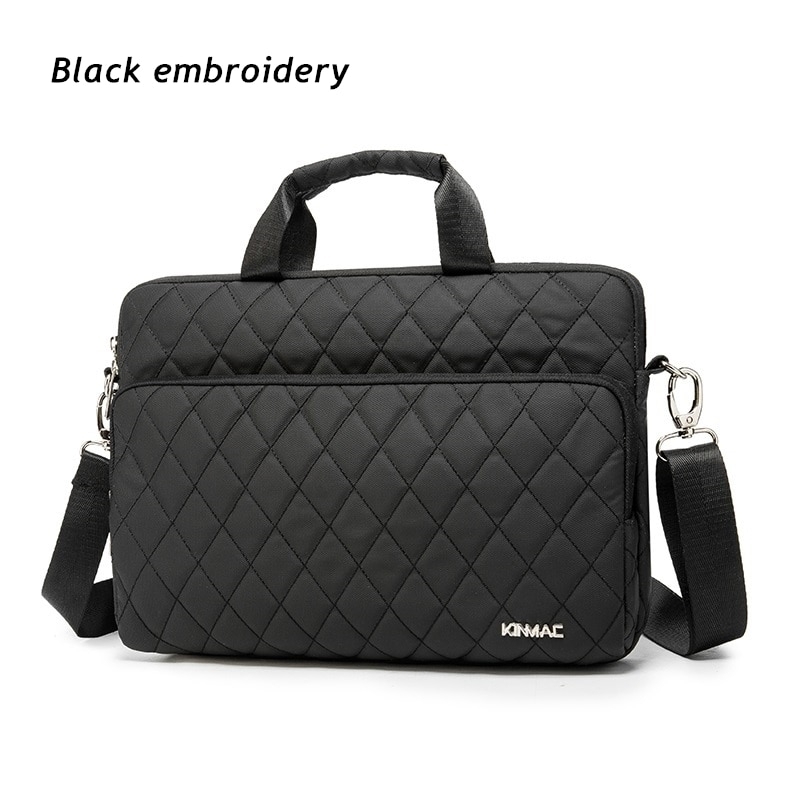 Kinmac Brand Laptop Bag 13,14,15.6 Inch,Lady Women Man Shoulder Messenger Handbag Case for MacBook Air Pro Notebook PC Dropship - Black Embroidery,