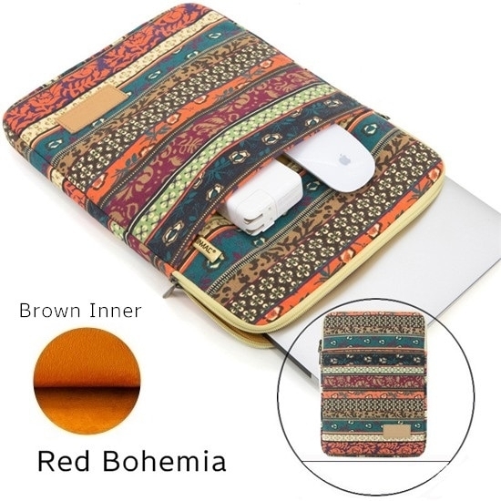 Kinmac Brand Laptop Bag 12,13,14,15.6 Inch,Shockproof Lady Man Sleeve Case for MacBook Air Pro M1 Computer PC Notebook,DropShip - Red Bohemia,