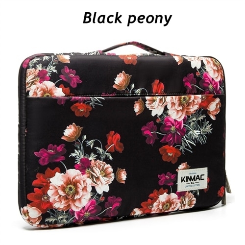 Brand Kinmac Laptop Bag 12,13,14,15.6 Inch Shockproof Lady Man Handbag Case for MacBook Air Pro M1 Women Briefcase PC Dropship - Black Peony, 15.6