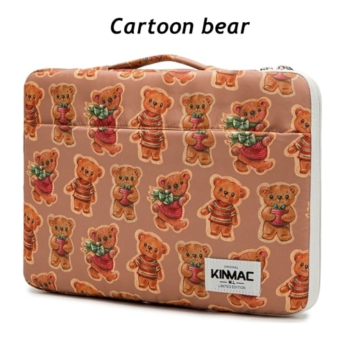 Brand Kinmac Laptop Bag 12,13,14,15.6 Inch Shockproof Lady Man Handbag Case for MacBook Air Pro M1 Women Briefcase PC Dropship - Cartoon Bear, 13.3