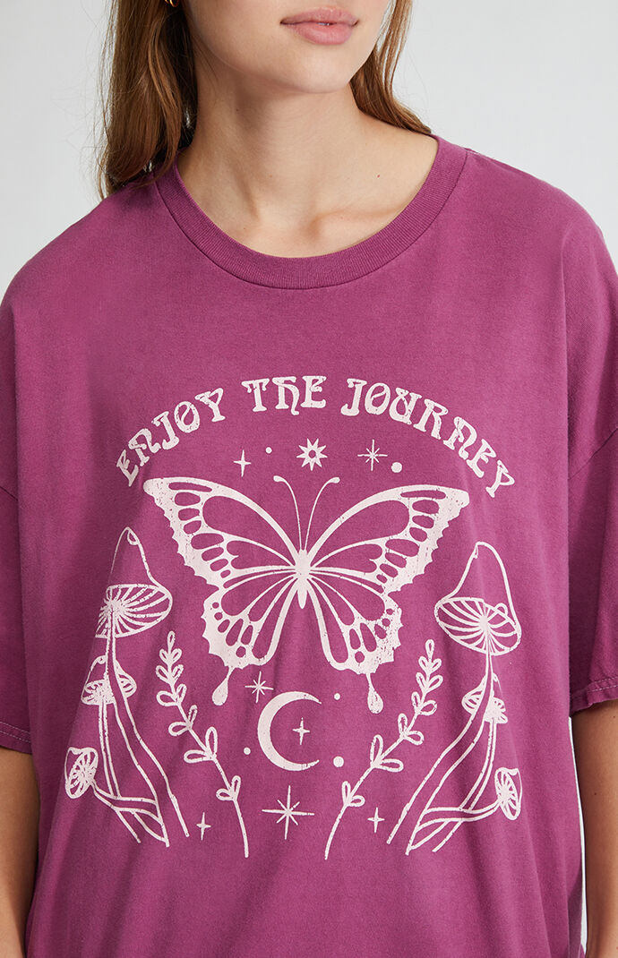 Golden Hour Womens Enjoy the Journey Oversized T-Shirt - Pink thumbnail