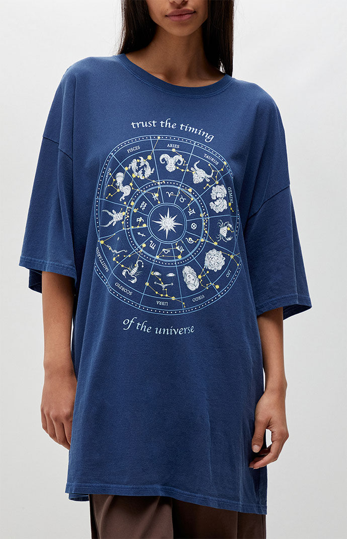 Golden Hour Womens Trust the Timing Oversized T-Shirt - Blue thumbnail