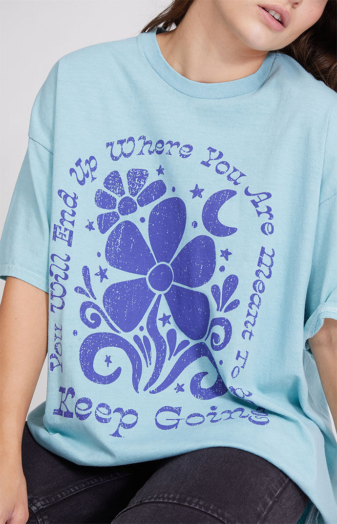 Golden Hour Womens Keep Going Oversized T-Shirt - Blue thumbnail