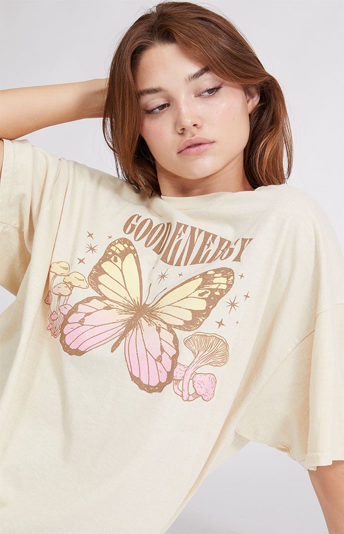 Golden Hour Womens Good Energy Oversized T-Shirt - Pink thumbnail
