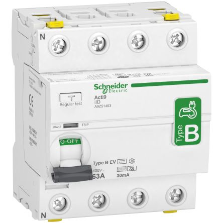 A9Z51463 Acti9 IID 4P 63A 30mA - B EV Type - Residual Current Circuit Breaker - Schneider Electric