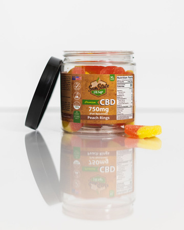 CBD Full Spectrum Gummy Peach Rings 8oz 750mg