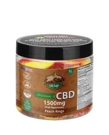 CBD Full Spectrum Gummy Peach Ring 16oz 1500mg