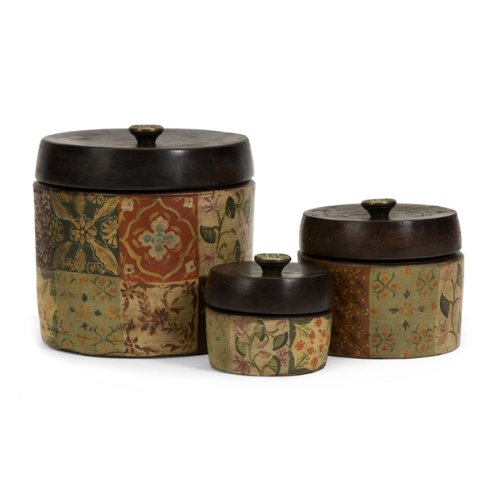 Barberry Handpainted Storage Canisters (Set of 3) - IMAX - 5499-3