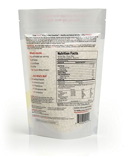 BodyCrunch Whey Protein Crunchies Cereal Supplement, Natural Unsweetened Flavor, Ultra Premium Quality Whey Protein Isolate/Concentrate Blend, 18G of