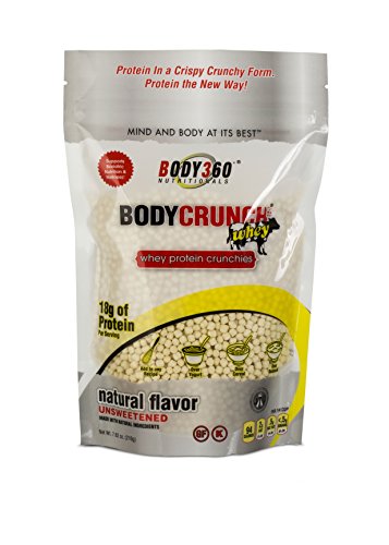 BodyCrunch Whey Protein Crunchies Cereal Supplement, Natural Unsweetened Flavor, Ultra Premium Quality Whey Protein Isolate/Concentrate Blend, 18G of thumbnail