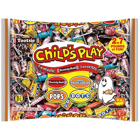 Tootsie Roll Child's Play Mixed Halloween Candy, Tootsie Roll, Dots, Large Variety Bag - 43.2 Oz