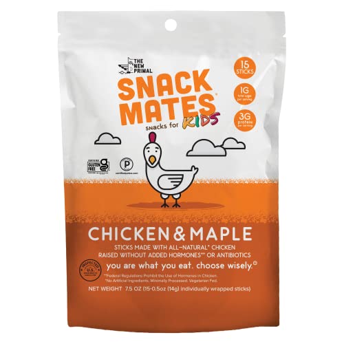 The New Primal Snack Mates Sticks, Chicken & Maple, Value Pack 15 Sticks (0.5 Oz Each)